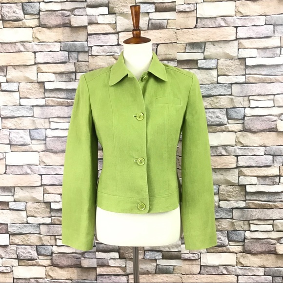 Talbots Jackets & Blazers - Talbots Womens Irish Linen Chore Jacket Green 4